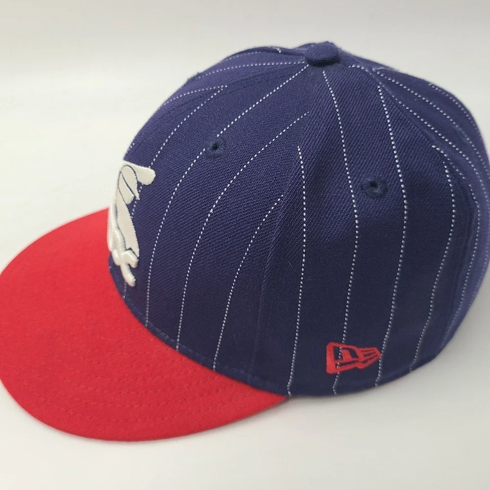 Chicago White Sox Hat Fitted 7 1/4 New Era 59Fifty Blue Red MLB‎ Pinstripes Wool